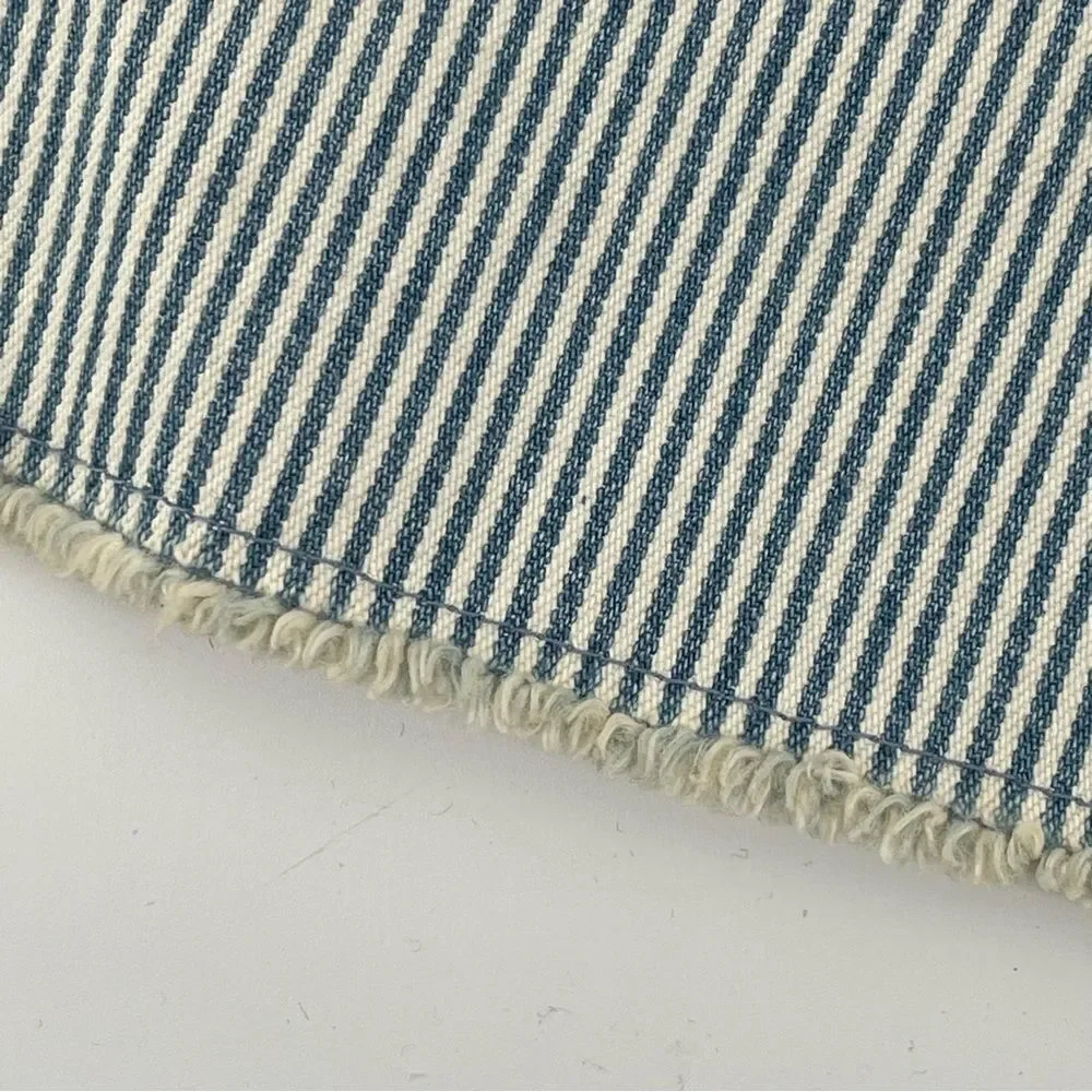 GAP Denim Girl’s High Rise Blue White Railroad Stripe Frayed Hem Denim Skirt 14